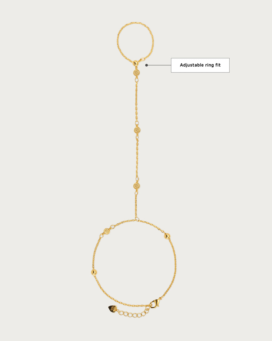 Golden Hojas Coin Hand Chain Bracelet